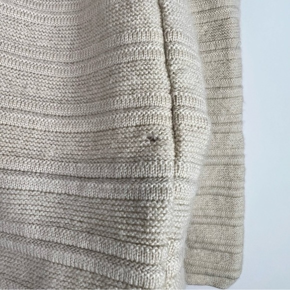 Armani Collezioni Cardigan womens size 10 tan full double zip merino wool flawed - Picture 5 of 10